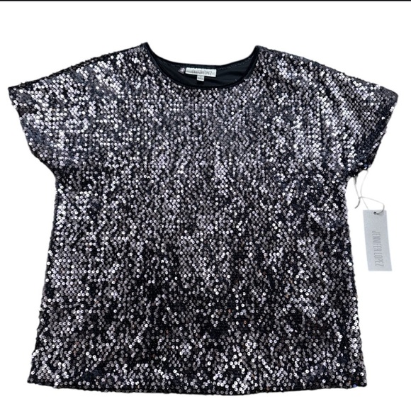 Jennifer Lopez Tops - NEW WITH TAG JENNIFER LOPEZ NAVY SEQUIN TOP SIZE MEDIUM